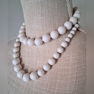 Two Vintage (60s) White Lucite Beaded Necklaces - A Chocker & Graduated Beads